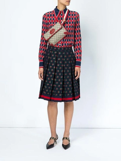 Shop Gucci Rose Fil Coupé Pleated Skirt