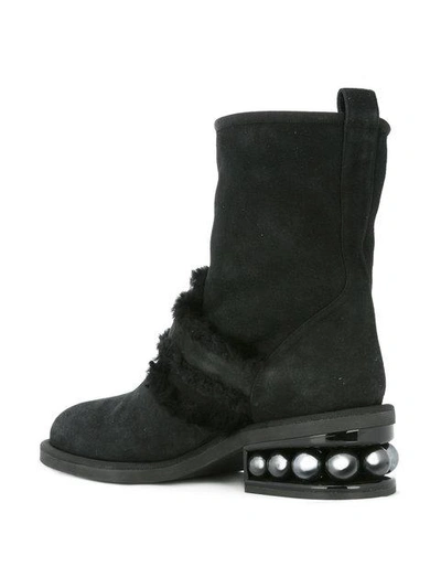 Shop Nicholas Kirkwood 35mm Casati Pearl Biker Boots In Black