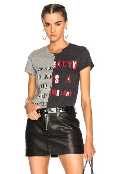 Shop Valentino Split Printed Graphic Tee In Gray