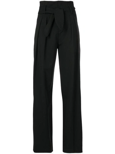 Shop Iro Belted Wide-leg Trousers - Black