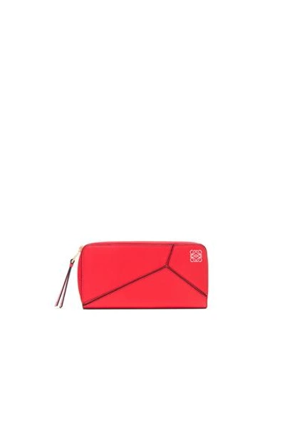 Shop Loewe Puzzle Zip Around Wallet In Red