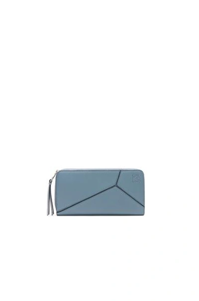 Shop Loewe Puzzle Zip Around Wallet In Stone Blue