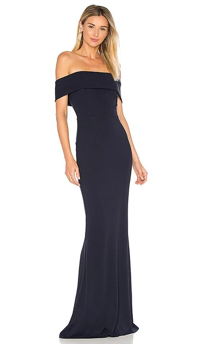 Katie May Titan One-shoulder Cutout Crepe Gown In Navy