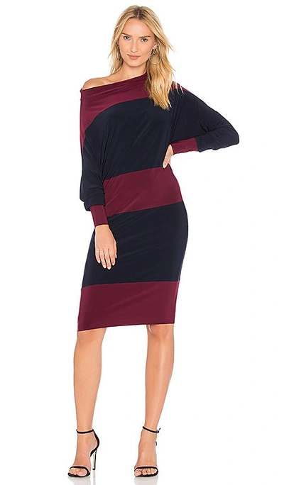 Shop Norma Kamali Spliced All In One Dress In Midnight & Plum