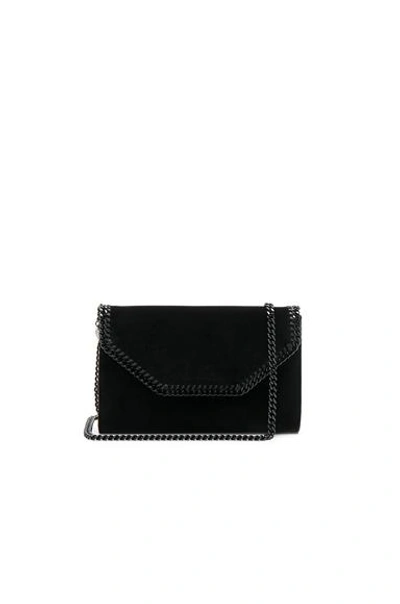 Shop Stella Mccartney Falabella Box Velvet Clutch In Black