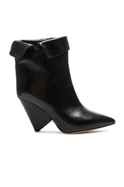 Shop Isabel Marant Leather Luliana Ankle Boots In Black