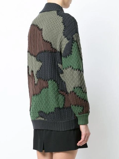 Shop Moschino Patchwork Knitted Bomber Jacket In Green