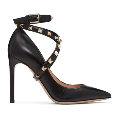 Shop Valentino Black  Garavani Studwrap Heels