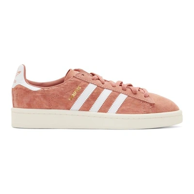 Shop Adidas Originals Pink And White Pigskin Nubuck Campus Sneakers