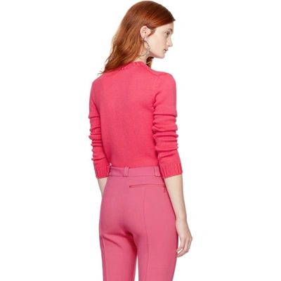 Shop Miu Miu Pink Telephone Crewneck Jumper