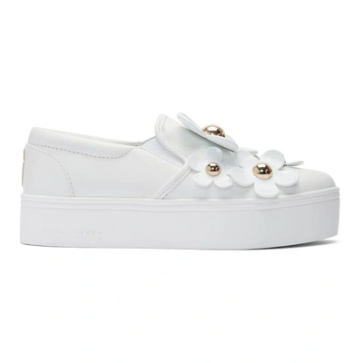 Shop Marc Jacobs White Daisy Flatform Slip-on Sneakers In 100 White