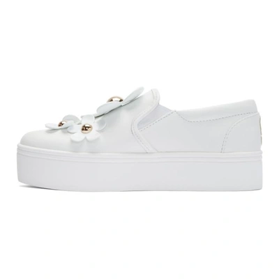 Shop Marc Jacobs White Daisy Flatform Slip-on Sneakers In 100 White