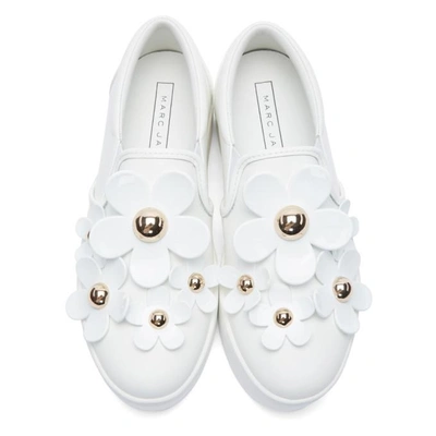 Shop Marc Jacobs White Daisy Flatform Slip-on Sneakers In 100 White