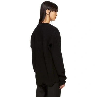 Shop Helmut Lang Black Distressed V-neck Sweater