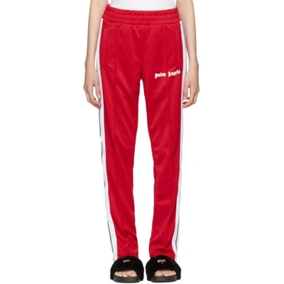 Shop Palm Angels Red Contrast Tape Track Pants