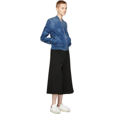 Shop Stella Mccartney Blue Denim Star Bomber Jacket