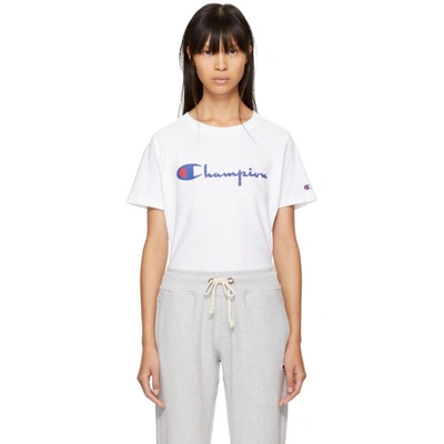 Shop Champion White Logo Longline T-shirt