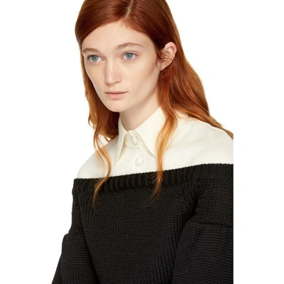 Shop Valentino Ecru & Black Polo Sweater
