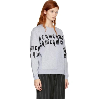 Shop Mcq By Alexander Mcqueen Grey Embroidered Logo Sweatshirt