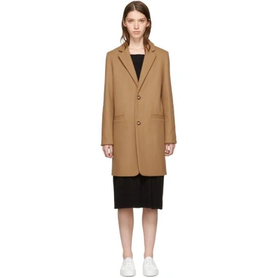 Shop Apc Beige Wool Carver Coat