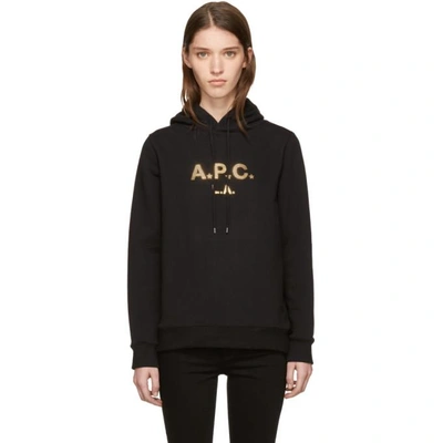 Shop Apc Black & Gold Logo Hoodie