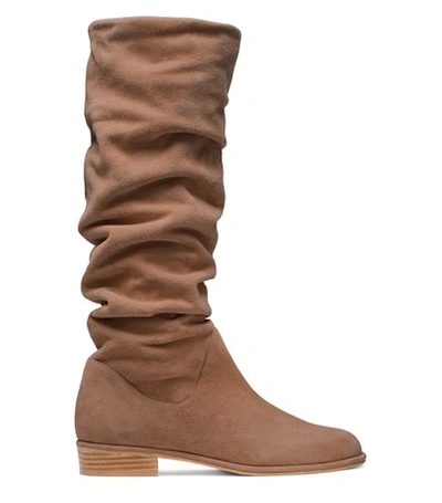 Stuart Weitzman The Flatscrunchy In Nutmeg Brown Suede