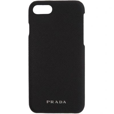 Shop Prada Black Saffiano Iphone 7 Case