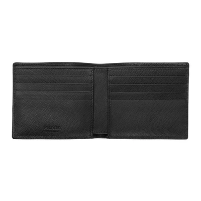 Shop Prada Black Leather Bifold Wallet In F0002 Nero