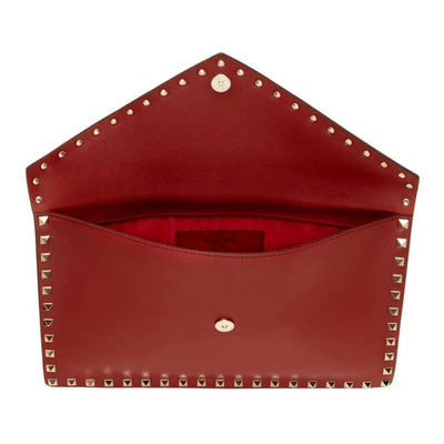 Shop Valentino Red  Garavani Rockstud Envelope Pouch