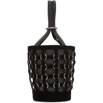 Shop Alexander Wang Black Caged Mini Roxy Bucket Bag In 001 Black
