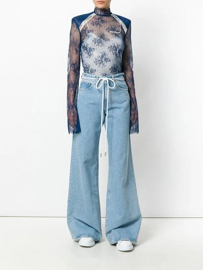 Shop Off-white Flared Drawstring Jeans In Blue