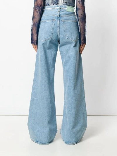 Shop Off-white Flared Drawstring Jeans In Blue