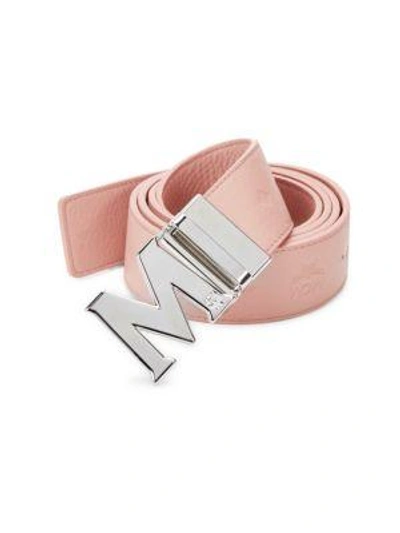Shop Mcm Embossed Accent Belt In Pink Blush