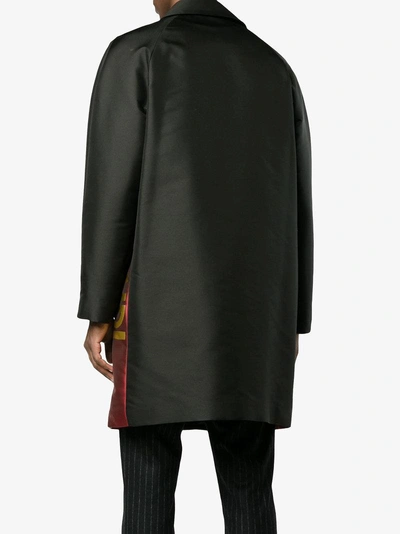 Shop Fendi Contrast Panel Trench Coat In Black