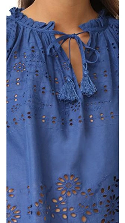 Shop Sea Flutter Sleeve Peasant Top In Blue
