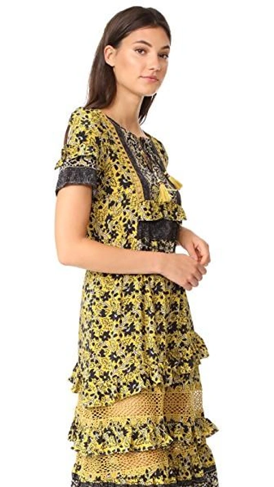 Shop Sea Tiered Dress In Mustard/multi