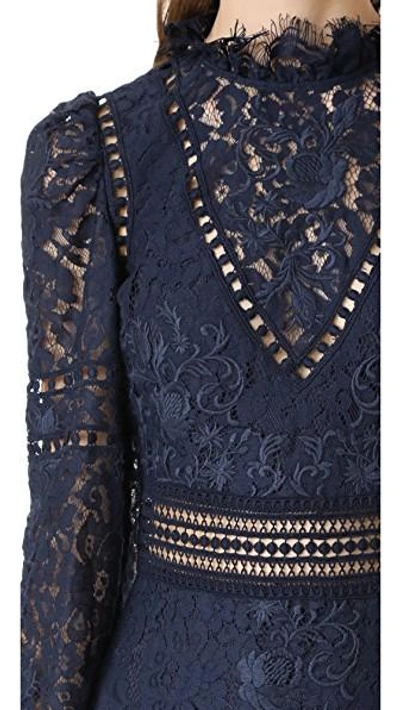 Shop Sea Lace Embroidered Dress In Navy