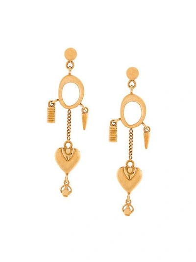 Shop Chloé Collected Hearts Charm Earrings - Metallic