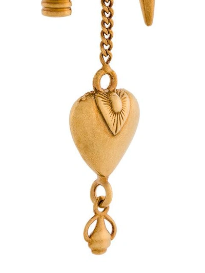 Shop Chloé Collected Hearts Charm Earrings - Metallic