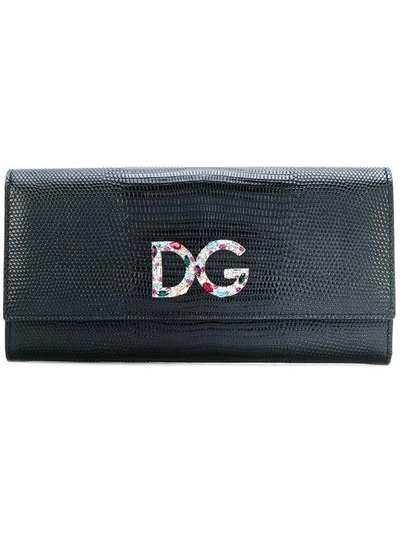 Shop Dolce & Gabbana Logo Plaque Flap Purse - Black
