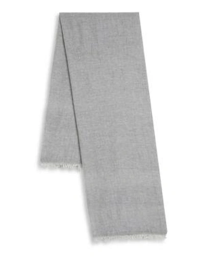 Shop Peserico Chambray Frayed Scarf In Grey