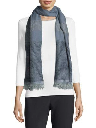 Shop Peserico Fringed Sparkle Scarf In Blue