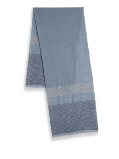 Shop Peserico Fringed Sparkle Scarf In Blue