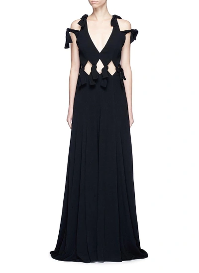 Shop Rosetta Getty Cold Shoulder Cutout Waist Crepe Gown