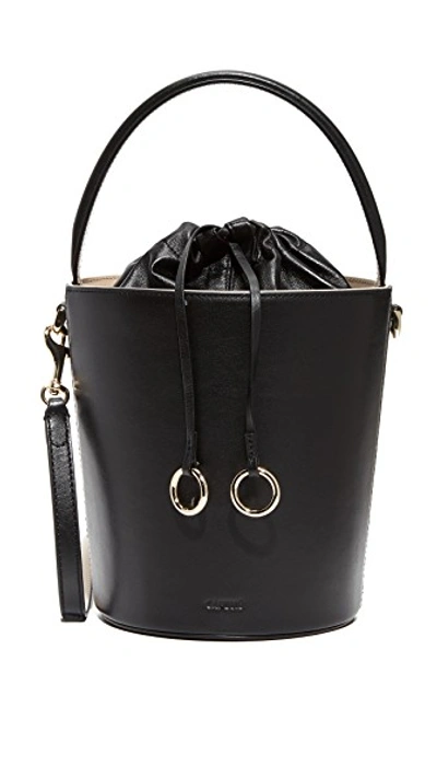 Mini Basket Bucket Leather Bag In Black