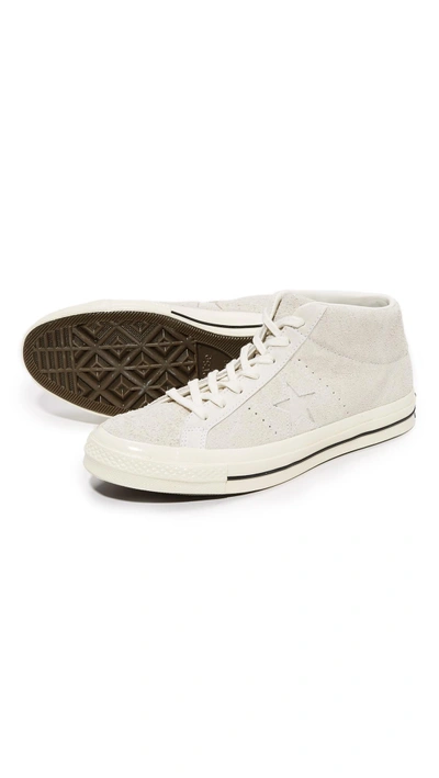 Shop Converse One Star 74 Suede Mid Top Sneakers In Egret