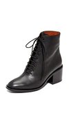 JEFFREY CAMPBELL TALCOTT STACKED HEEL LACE-UP BOOTIES