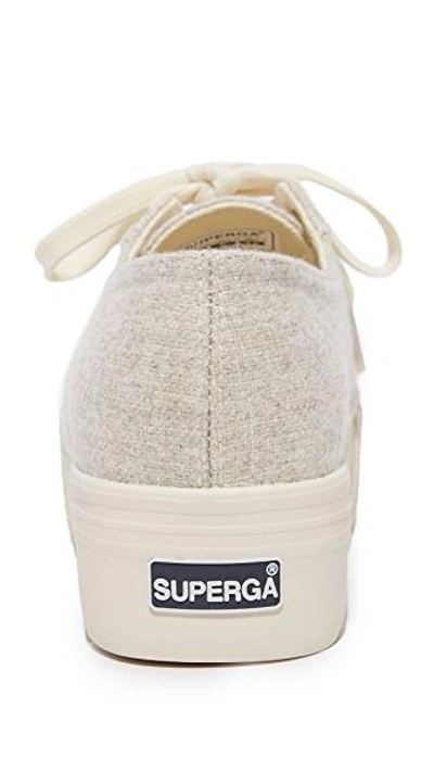 Shop Superga 2790 Polywool Platform Sneakers In Oatmeal