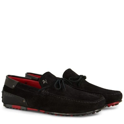 Shop Tod's For Ferrari City Gommino Loafers In Suede In Black
