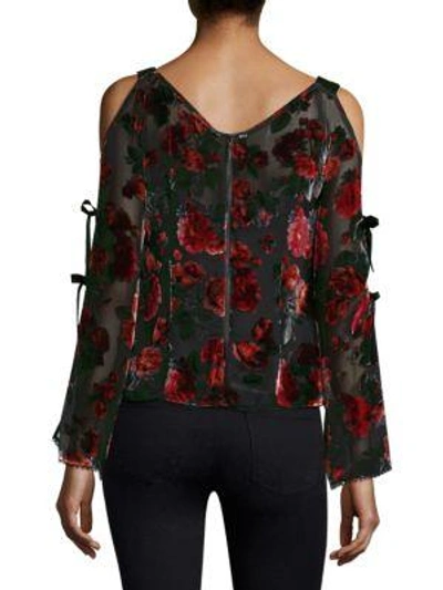 Shop Nanette Lepore Cold-shoulder Lace Top In Black Multi